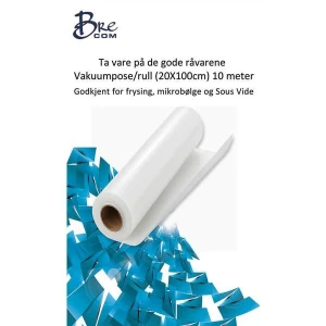 Brecom Vakuum pose/rull, 20x500cm, 10m, 2 stk