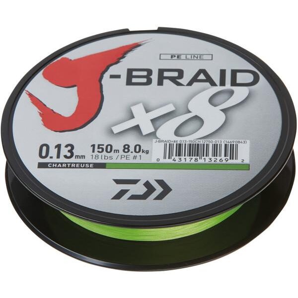 Daiwa J-Braid x 8 150 mtr Chartreuse