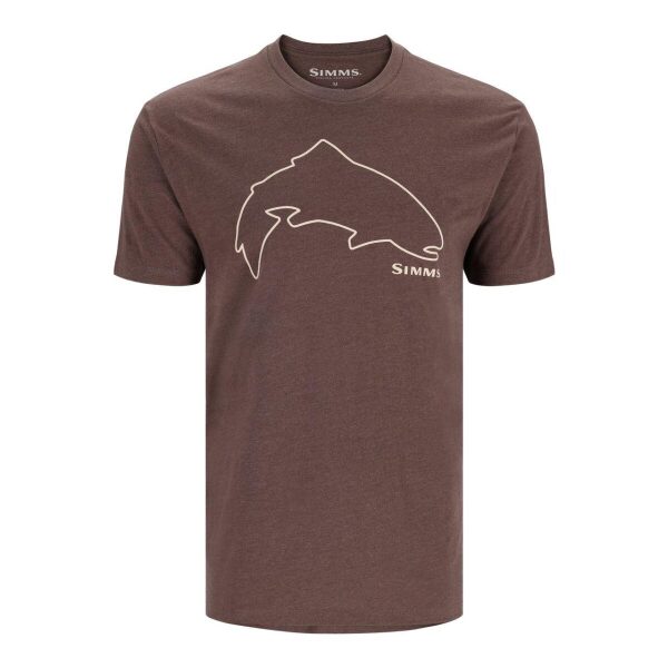 Simms Trout Outline T-Shirt Brown Heather