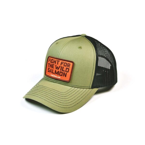 WILD SALMON’ TRUCKER HAT – LODEN/BLACK