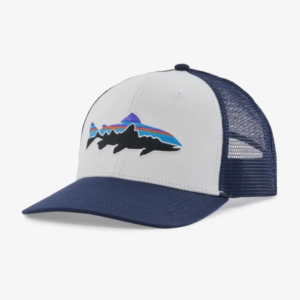 Patagonia Fitz Roy Trout Trucker Hat White w/New Navy OS
