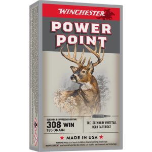 308Win Winchester Subsonic Power point 185gr (lyddemper ammunisjon)