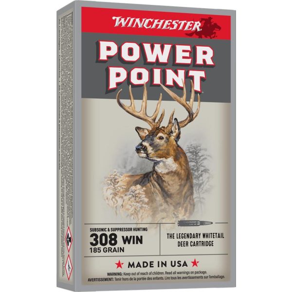 308Win Winchester Subsonic Power point 185gr (lyddemper ammunisjon)