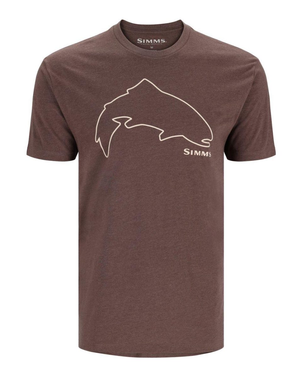 Simms Trout Outline T-Shirt Brown Heather