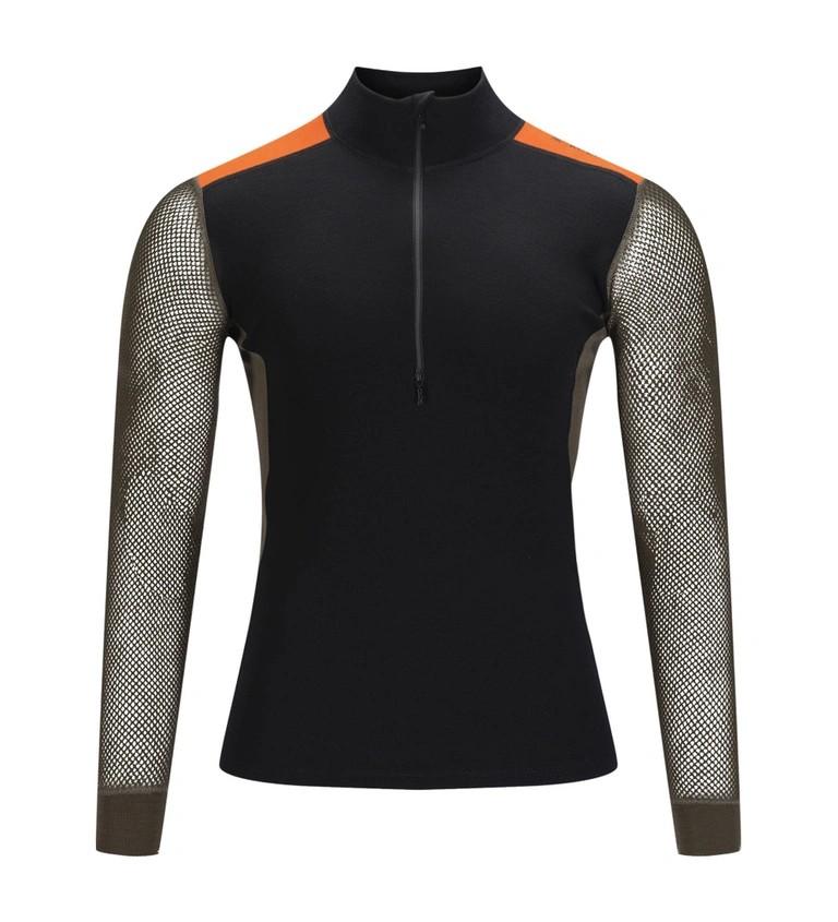 WoolNet Hybrid Mockneck M`s Jet Black/Tarmac/Gold Flame